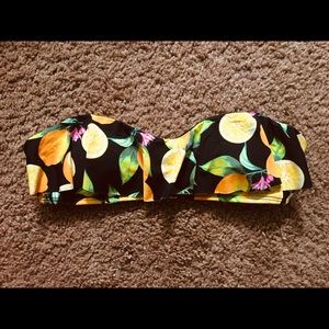 Strapless Lemon Print Bikini Top